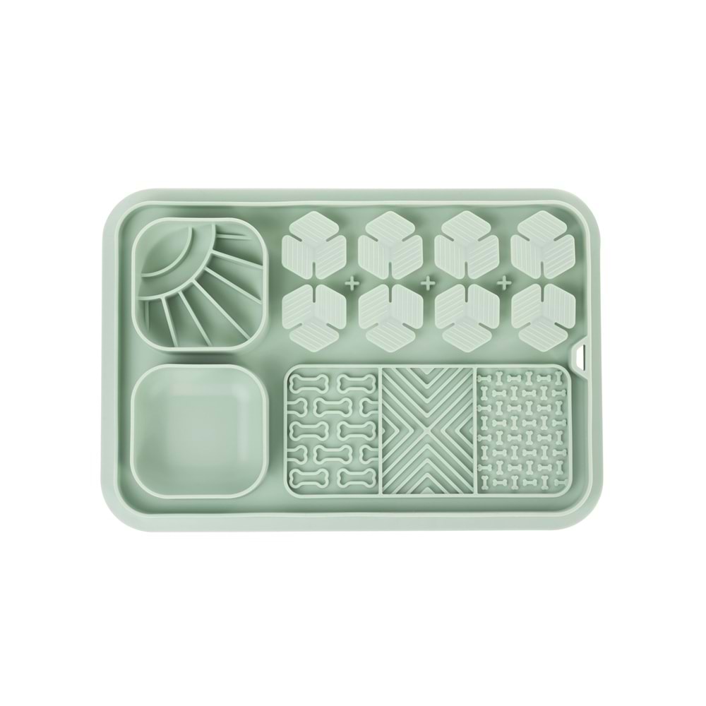 60568903 M-PETS LECCA PRO 6İN1 YAVAŞ BESLENME VE YALAMA MATI GREEN (S)