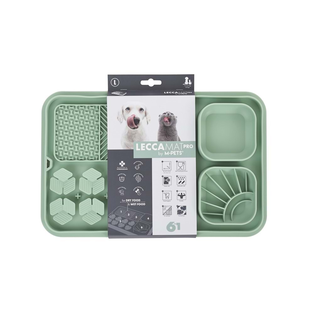 60569203 M-PETS LECCA PRO 6İN1 YAVAŞ BESLENME VE YALAMA MATI GREEN (L)