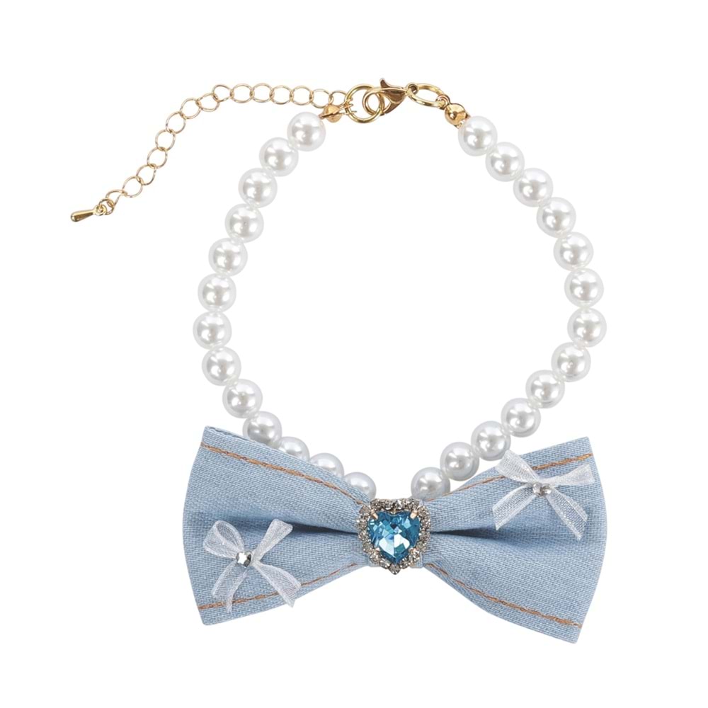 60804099 M-PETS GLAM PRESTİGE AKSESUAR BLUE DENİM PEARL (S)