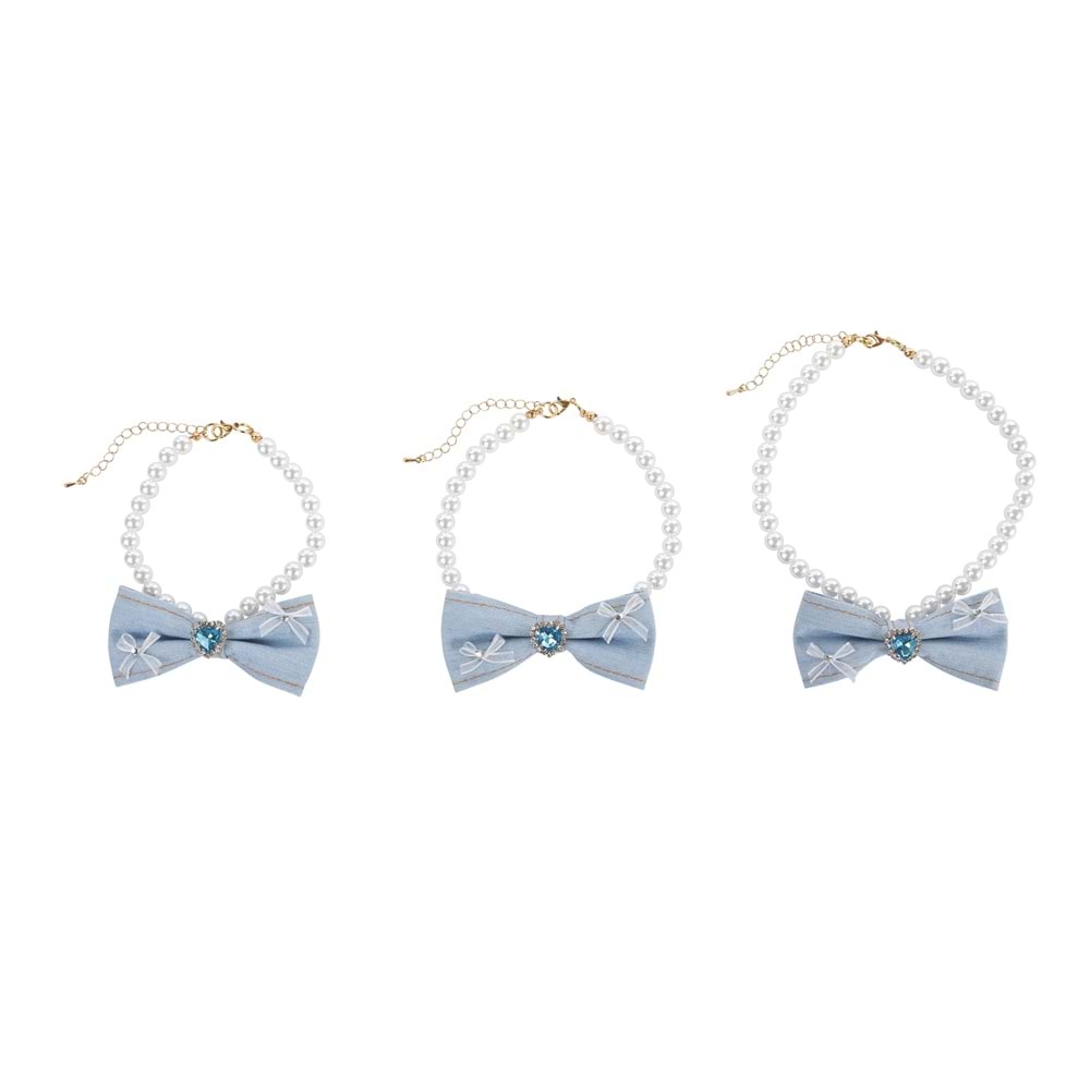 60804199 M-PETS GLAM PRESTİGE AKSESUAR BLUE DENİM PEARL (M)