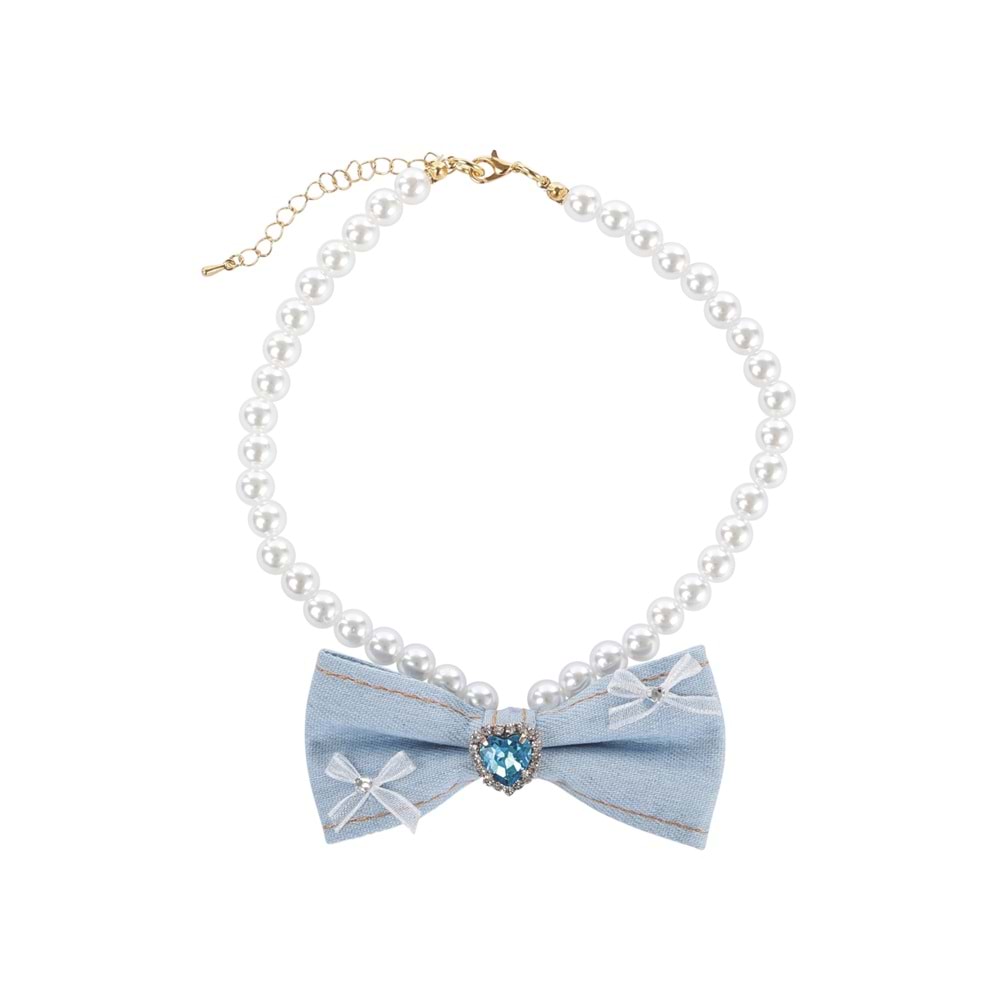 60804299 M-PETS GLAM PRESTİGE AKSESUAR BLUE DENİM PEARL (L)