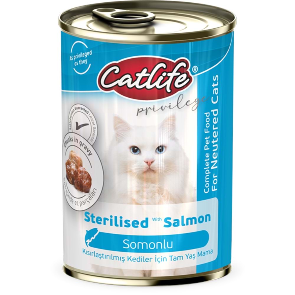 CLF18-CATLİFE SOMONLU STERİLİSED KEDİ KONSERVE 400GR 12Lİ