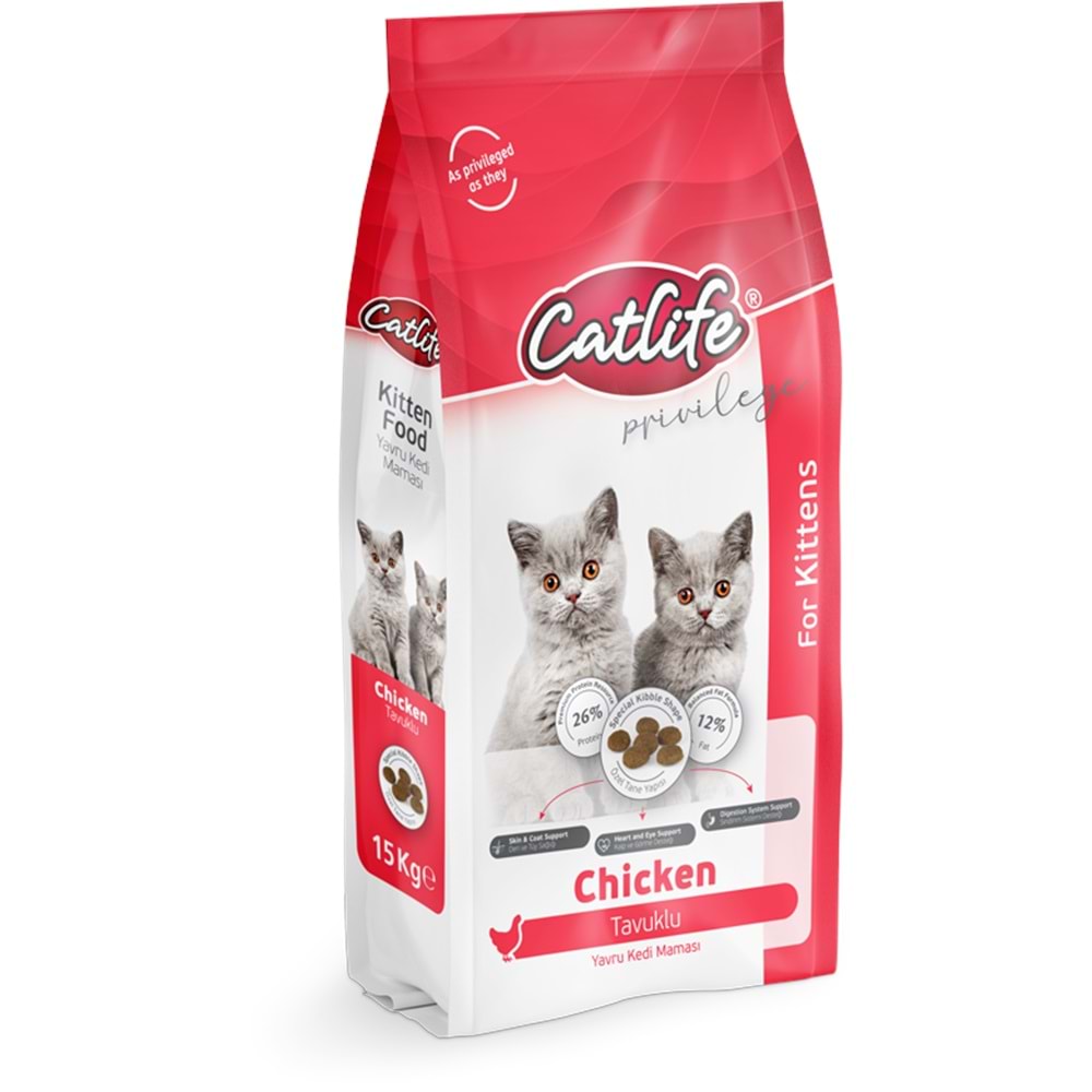 CLFD01-CATLİFE TAVUKLU KİTTEN YAVRU KEDİ MAMASI 15+1KG