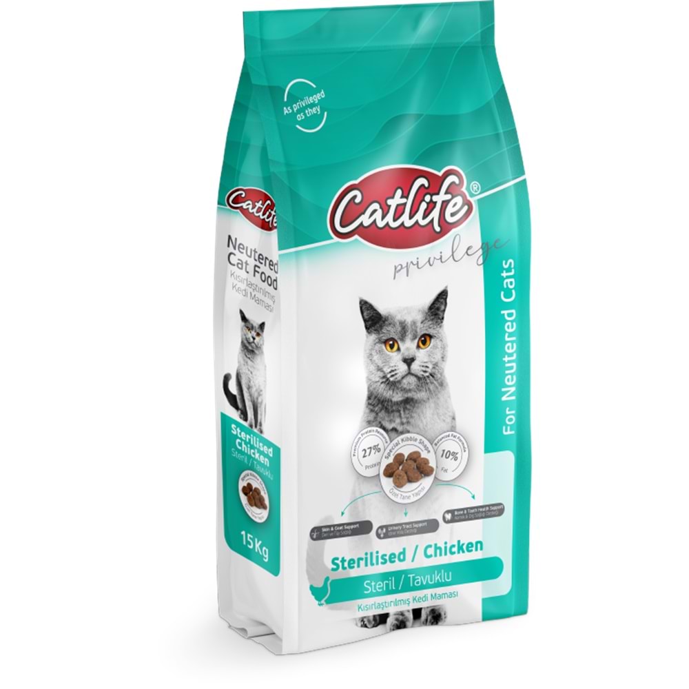 CLFD06-CATLİFE TAVUKLU STERİLİSED YETİŞKİN KEDİ MAMASI 15+1KG