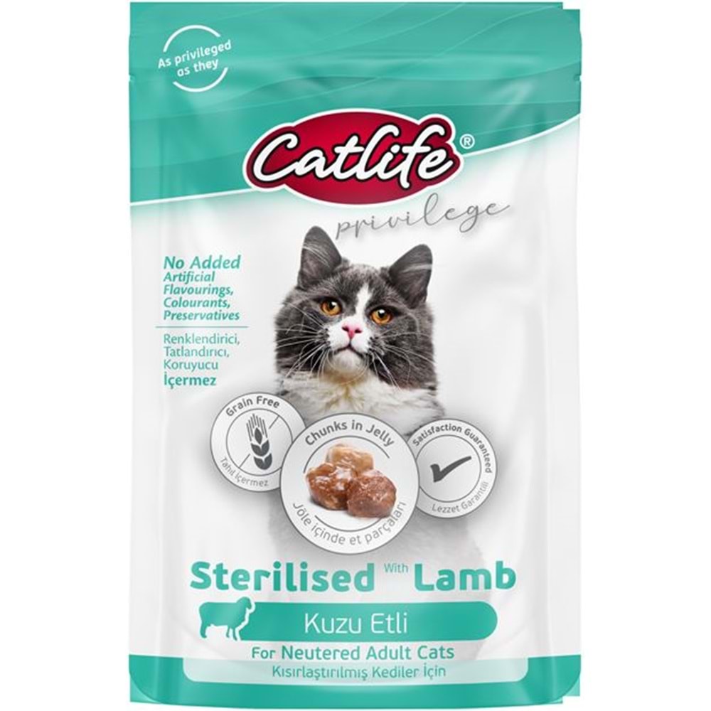 CLFW-27 CATLİFE KUZU ETLİ STERİLİSED POUCH 85GR 24LÜ
