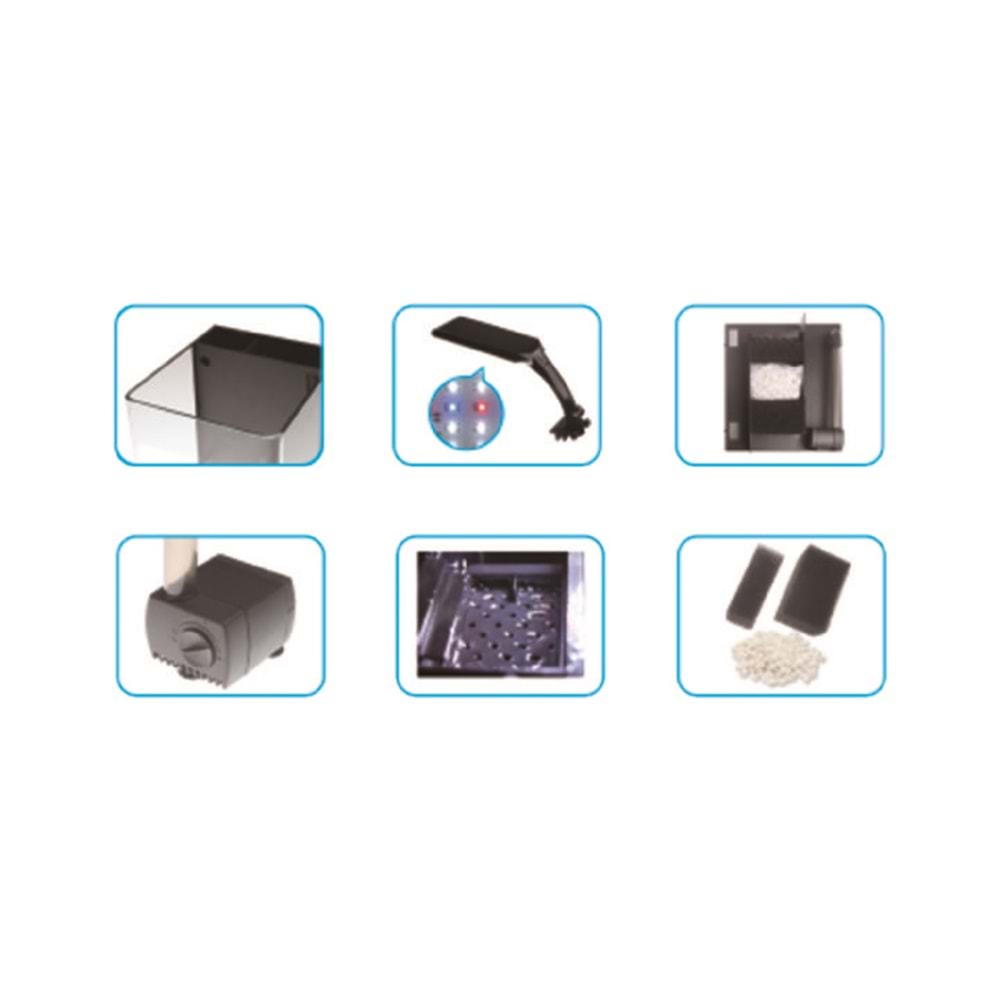 HAQOS CUBE BOX 25 LED AYDINLATMALI NANO AKVARYUM 25,5X27X27CM