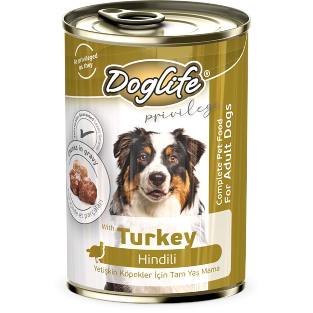 DLF15-DOGLİFE HİNDİLİ KÖPEK KONSERVE 400GR 12Lİ