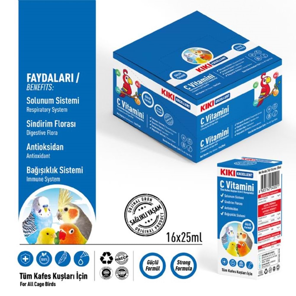 KB105-KIKI EXCELLENT KUŞ C VİTAMİNİ 25ML 16LI