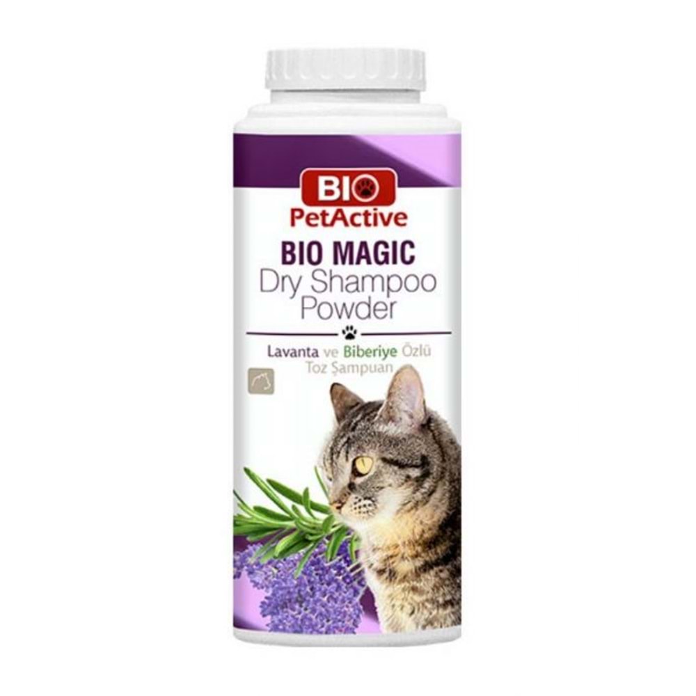 BIO PETACTİVE LAVANTA ÖZLÜ TOZ ŞAMPUAN KEDİ İÇİN 150GR