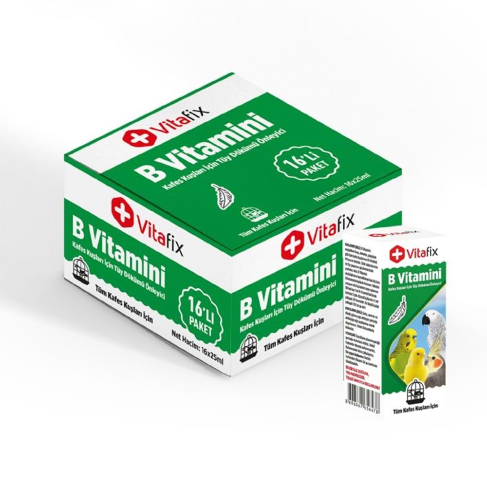 VİTAFİX KUŞLAR İÇİN B VİTAMİNİ 25ML 16LI