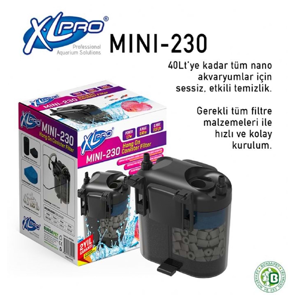 XLPRO MINI-230 MİNİ DIŞ FİLTRE 210L/H (DOLU)